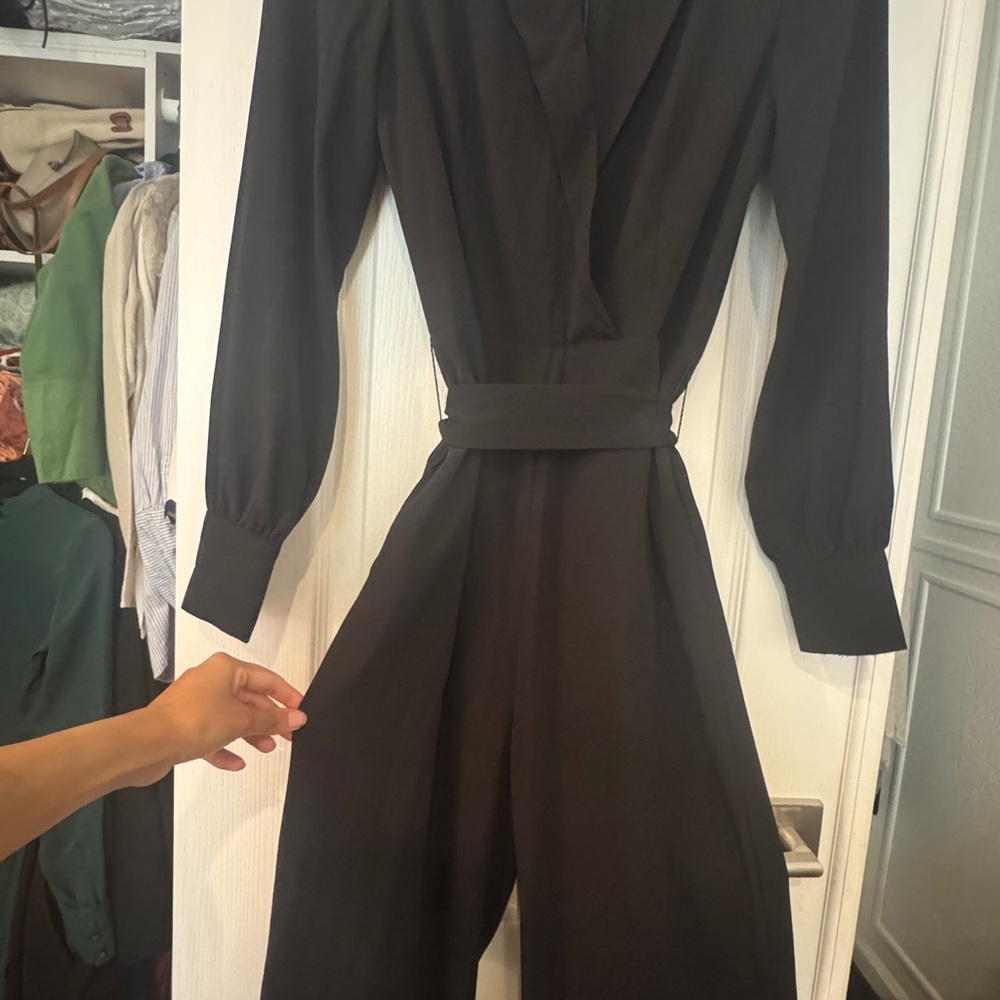 H&M Black Jumpsuit: Wide-Leg, v-neck, pockets